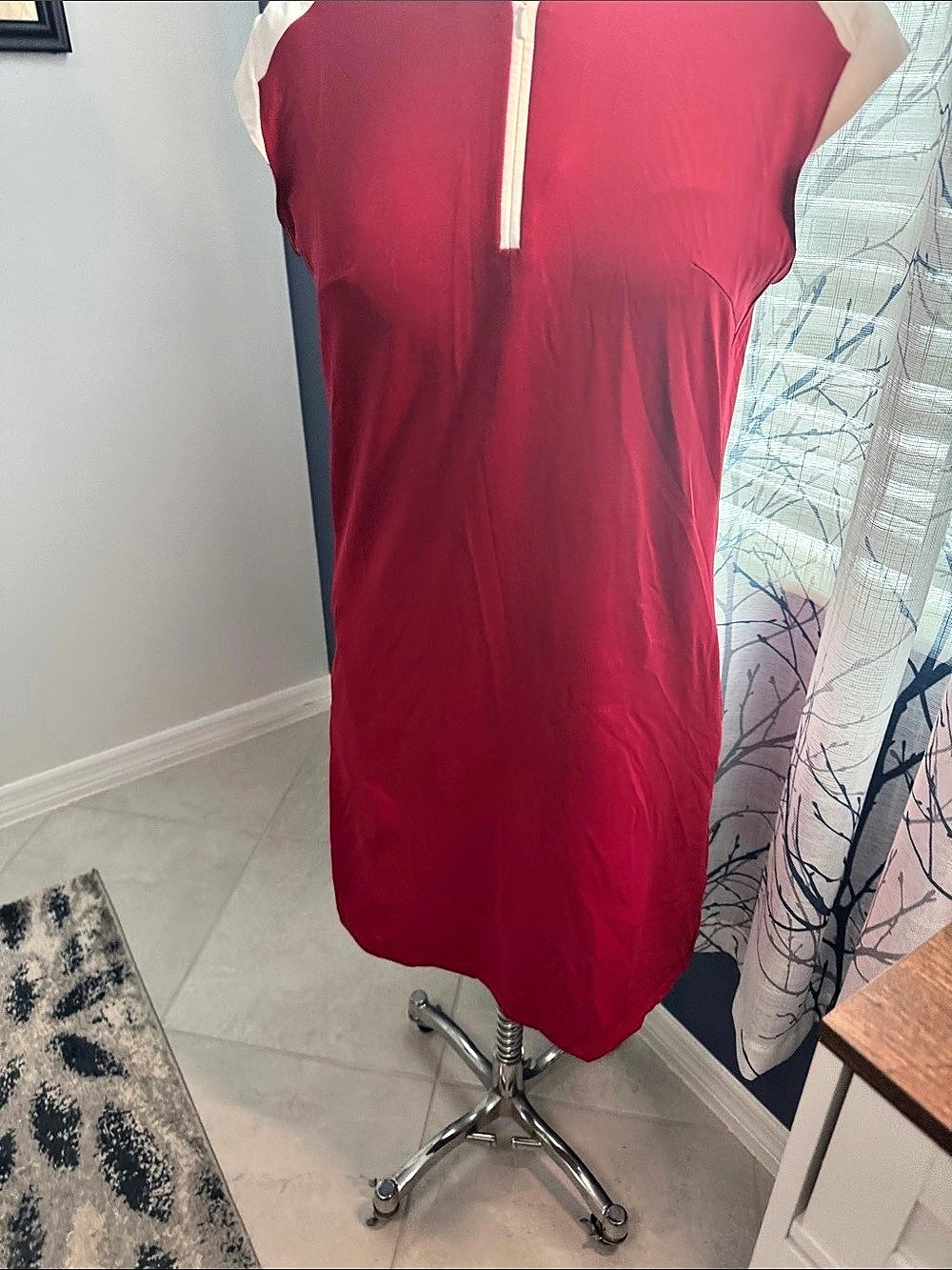 SanSoleil maroon & White Zip Mini Dress Size Large